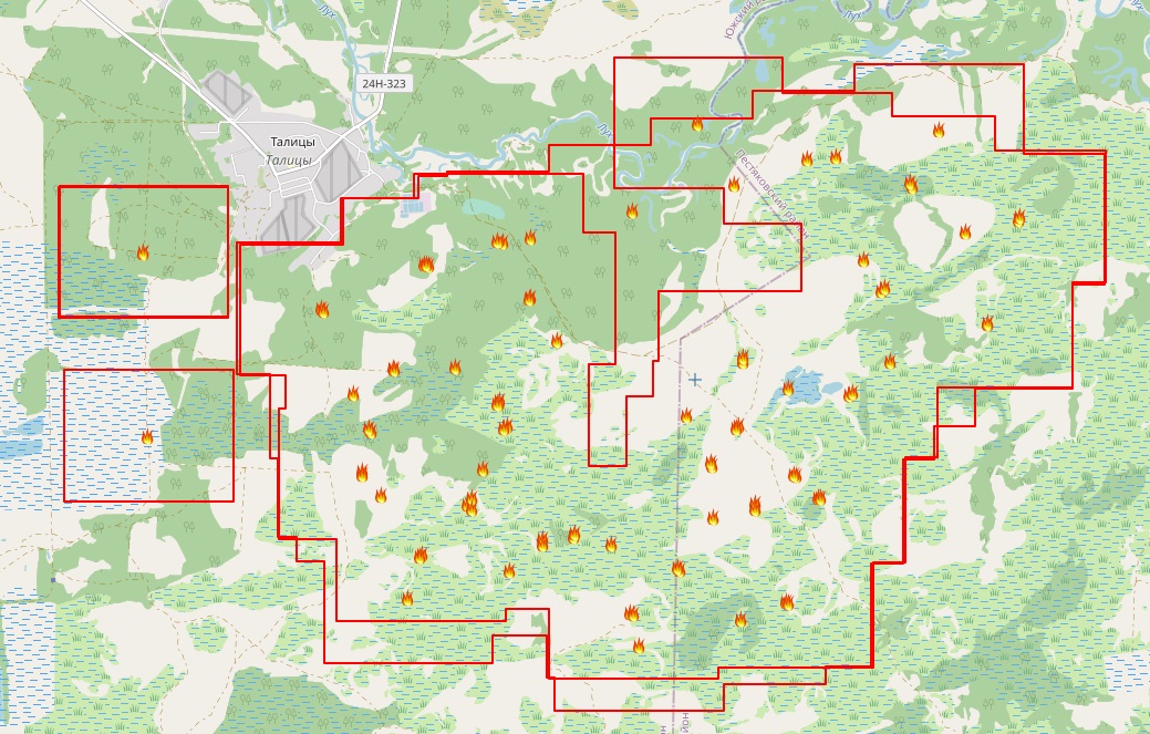 Карта лесных пожаров рязанской области